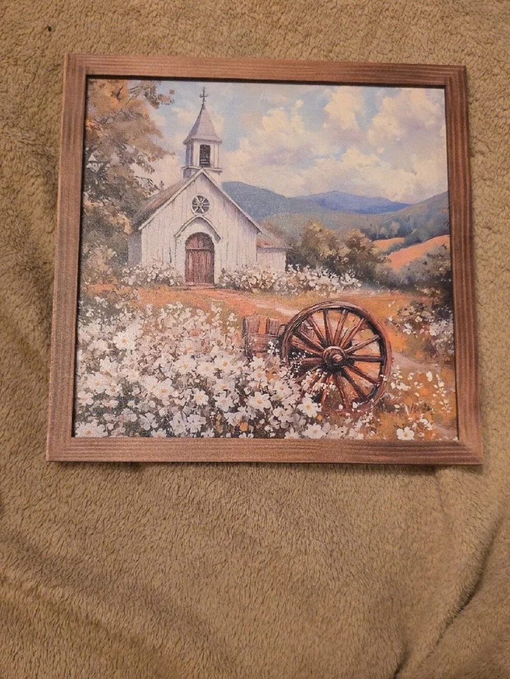 NWOT Classic Chapel Landscape Wall Art - White & Brown